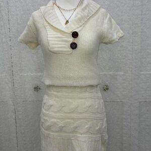 Vintage cream knit sweater dress